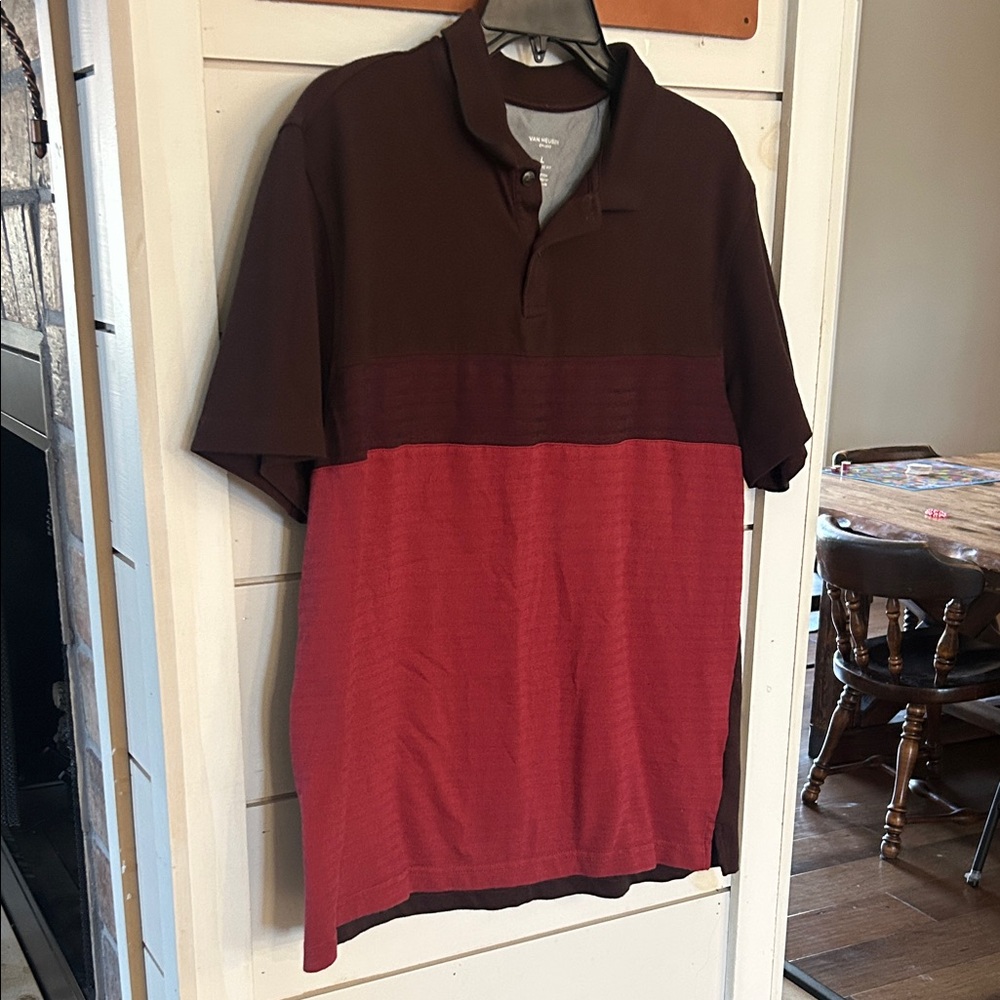 Van Heusen Men's Polo Shirt - Brown and Red